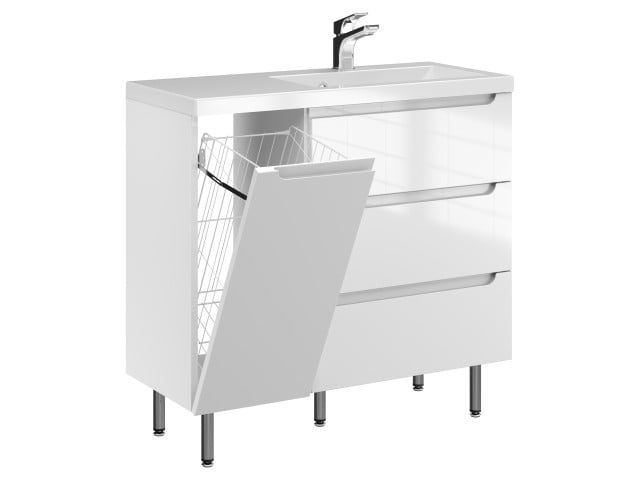 Szafka Stojąca Z Umywalką ETH 90 cm K Prawa - Biały Wysoki Połysk Szafka Stojąca Z Umywalką ETH 90 cm K Prawa - Biały Wysoki Połysk