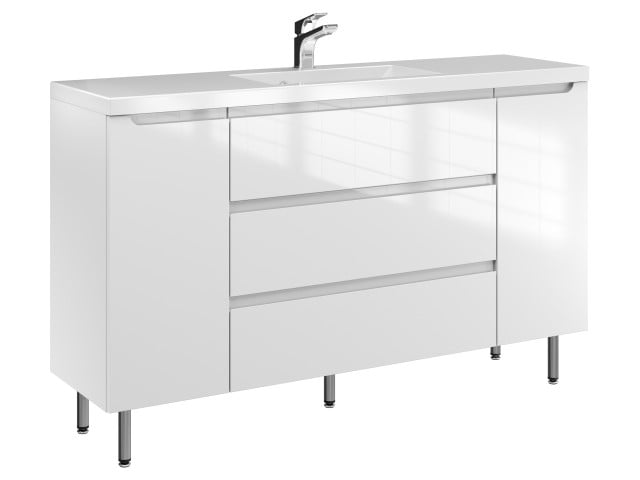 Szafka Stojąca Z Umywalką ETH 140 cm D - Biały Wysoki Połysk Szafka Stojąca Z Umywalką ETH 140 cm D - Biały Wysoki Połysk