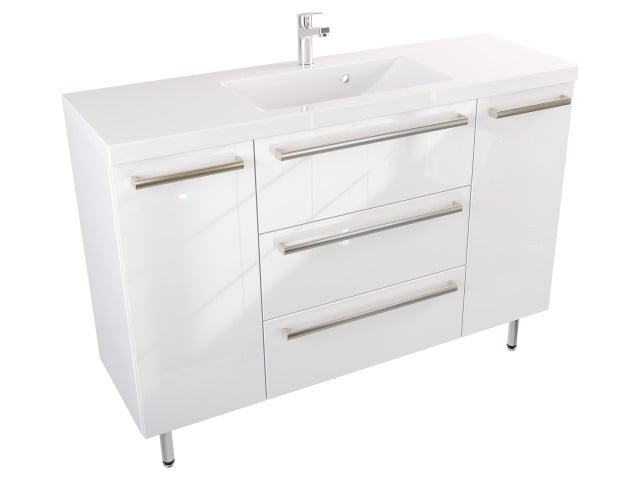 Szafka Stojąca Z Umywalką ATH 120 cm D - Biały Wysoki Połysk - Uchwyty Stal Szczotkowana Szafka Stojąca Z Umywalką ATH 120 cm D - Biały Wysoki Połysk - Uchwyty Stal Szczotkowana