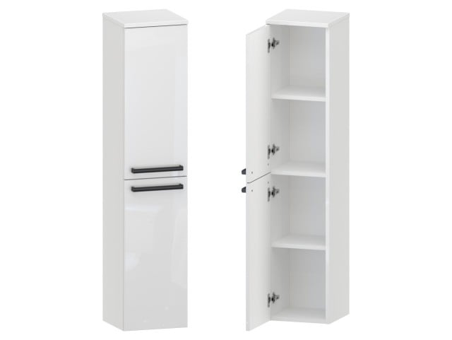 Słupek Łazienkowy ATH 30 cm 2D Lewy - Biały Wysoki Połysk - Uchwyty Czarne Matowe Słupek Łazienkowy ATH 30 cm 2D Lewy - Biały Wysoki Połysk - Uchwyty Czarne Matowe