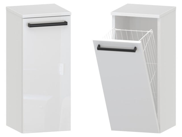 Słupek Łazienkowy ATH 30 cm K - Biały Wysoki Połysk - Uchwyty Czarne Matowe Słupek Łazienkowy ATH 30 cm K - Biały Wysoki Połysk - Uchwyty Czarne Matowe