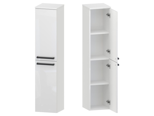 Słupek Łazienkowy ATH 30 cm 2D Prawy - Biały Wysoki Połysk - Uchwyty Czarne Matowe Słupek Łazienkowy ATH 30 cm 2D Prawy - Biały Wysoki Połysk - Uchwyty Czarne Matowe