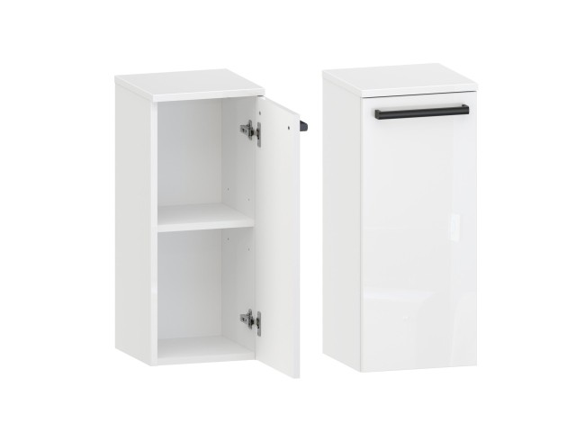 Słupek Łazienkowy ATH 30 cm DD Prawy - Biały Wysoki Połysk - Uchwyty Czarne Matowe