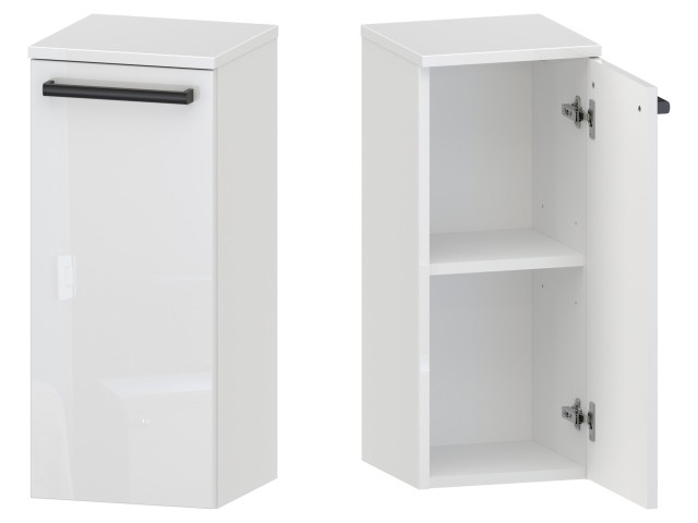 Słupek Łazienkowy ATH 30 cm DD Prawy - Biały Wysoki Połysk - Uchwyty Czarne Matowe