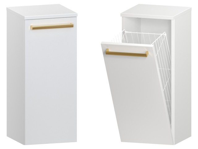 Słupek Łazienkowy ATH 30 cm K - Biały Mat - Uchwyty Złote Polerowane