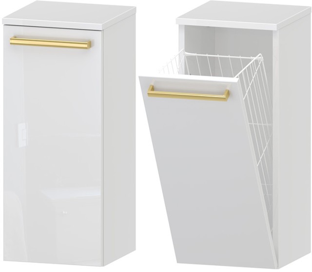 Słupek Łazienkowy ATH 30 cm K - Biały Wysoki Połysk - Uchwyty Złote Polerowane