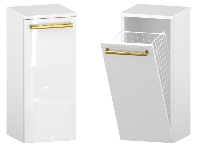 Słupek Łazienkowy ATH 30 cm K - Biały Wysoki Połysk - Uchwyty Złote Polerowane Słupek Łazienkowy ATH 30 cm K - Biały Wysoki Połysk - Uchwyty Złote Polerowane