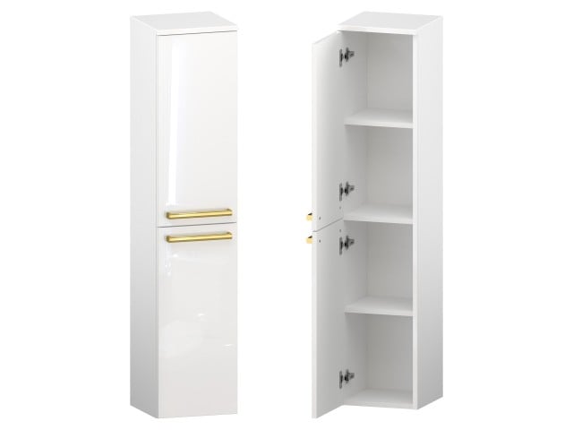 Słupek Łazienkowy ATH 30 cm 2D Lewy - Biały Wysoki Połysk - Uchwyty Złote Polerowane Słupek Łazienkowy ATH 30 cm 2D Lewy - Biały Wysoki Połysk - Uchwyty Złote Polerowane