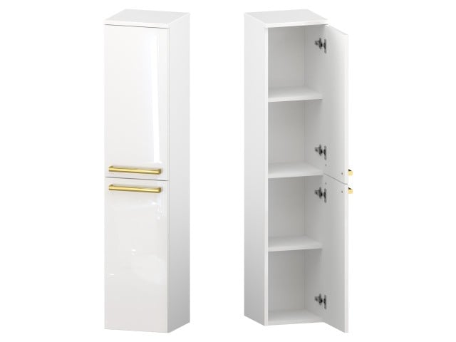 Słupek Łazienkowy ATH 30 cm 2D Prawy - Biały Wysoki Połysk - Uchwyty Złote Polerowane Słupek Łazienkowy ATH 30 cm 2D Prawy - Biały Wysoki Połysk - Uchwyty Złote Polerowane