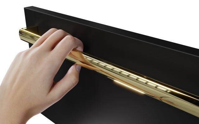 Szafka Wisząca Z Umywalką ATH 90 cm D Lewa - Czarny Mat - Uchwyty Złote Polerowane