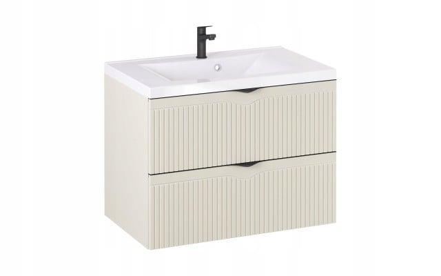 Szafka z Umywalką LOGHOS 80 cm Kaszmir Mat Ryflowana Furni Szafka z Umywalką LOGHOS 80 cm Kaszmir Mat Ryflowana Furni