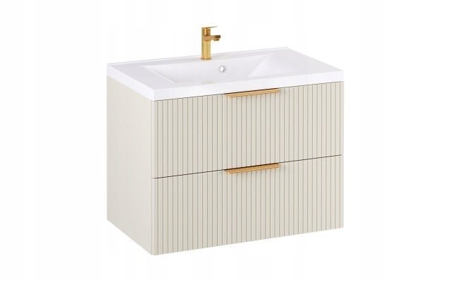 Szafka z Umywalką LOGHOS 80 cm Kaszmir Mat Ryflowana Furni Szafka z Umywalką LOGHOS 80 cm Kaszmir Mat Ryflowana Furni