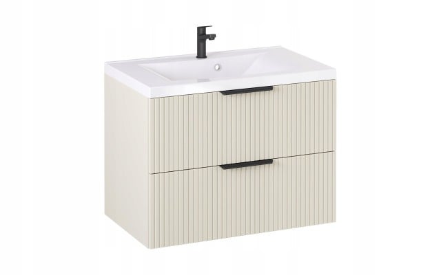 Szafka z Umywalką LOGHOS 80 cm Kaszmir Mat Ryflowana Furni Szafka z Umywalką LOGHOS 80 cm Kaszmir Mat Ryflowana Furni