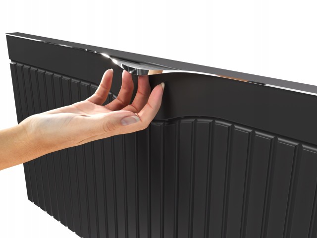 Szafka z Umywalką LOGHOS 80 cm Czarny Mat Ryflowana Furni