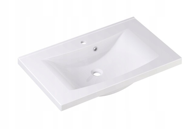 Szafka z Umywalką LOGHOS 80 cm Czarny Mat Ryflowana Furni