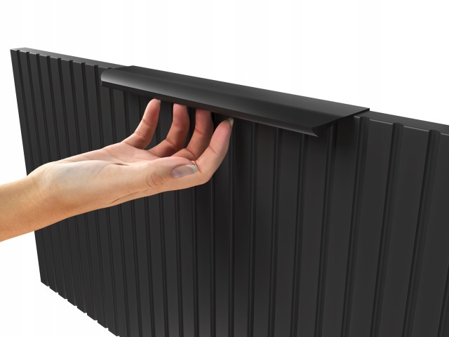 Szafka z Umywalką LOGHOS 80 cm Czarny Mat Ryflowana Furni