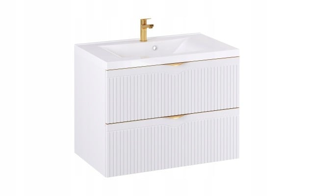 Szafka z Umywalką LOGHOS 80 cm Biały Mat Ryflowana Furni Szafka z Umywalką LOGHOS 80 cm Biały Mat Ryflowana Furni