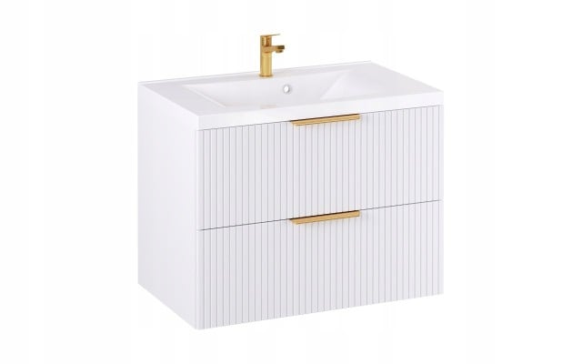 Szafka z Umywalką LOGHOS 80 cm Biały Mat Ryflowana Furni Szafka z Umywalką LOGHOS 80 cm Biały Mat Ryflowana Furni