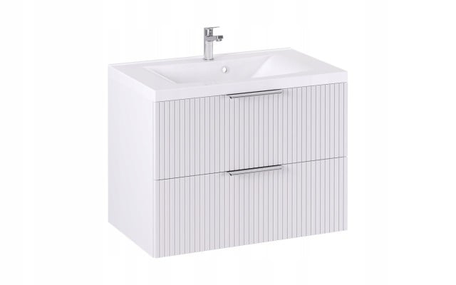 Szafka z Umywalką LOGHOS 80 cm Biały Mat Ryflowana Furni Szafka z Umywalką LOGHOS 80 cm Biały Mat Ryflowana Furni