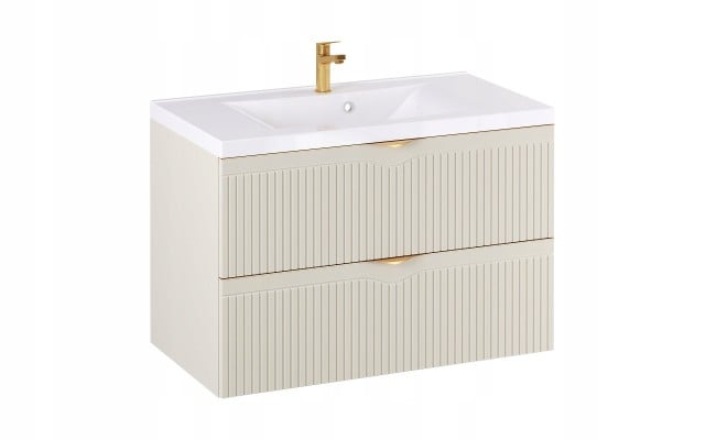 Szafka z Umywalką LOGHOS 90 cm Kaszmir Mat Ryflowana Furni Szafka z Umywalką LOGHOS 90 cm Kaszmir Mat Ryflowana Furni