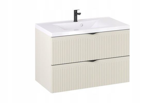 Szafka z Umywalką LOGHOS 90 cm Kaszmir Mat Ryflowana Furni Szafka z Umywalką LOGHOS 90 cm Kaszmir Mat Ryflowana Furni