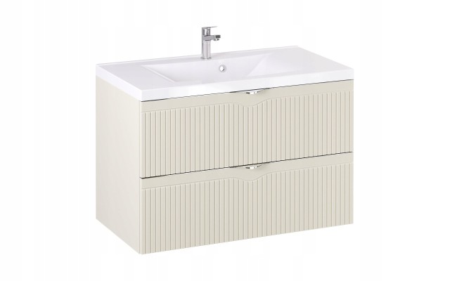 Szafka z Umywalką LOGHOS 90 cm Kaszmir Mat Ryflowana Furni Szafka z Umywalką LOGHOS 90 cm Kaszmir Mat Ryflowana Furni