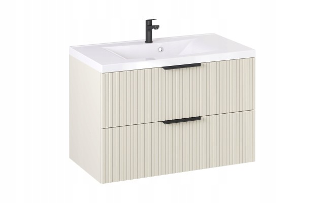 Szafka z Umywalką LOGHOS 90 cm Kaszmir Mat Ryflowana Furni Szafka z Umywalką LOGHOS 90 cm Kaszmir Mat Ryflowana Furni