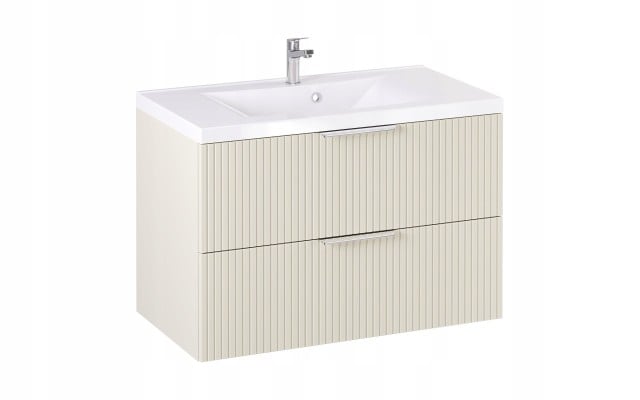 Szafka z Umywalką LOGHOS 90 cm Kaszmir Mat Ryflowana Furni Szafka z Umywalką LOGHOS 90 cm Kaszmir Mat Ryflowana Furni