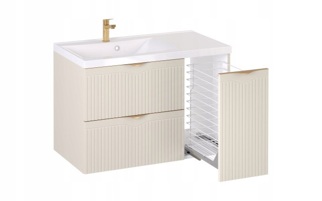 Szafka z Umywalką LOGHOS 90 cm Kaszmir Mat KOSZ CARGO Furni