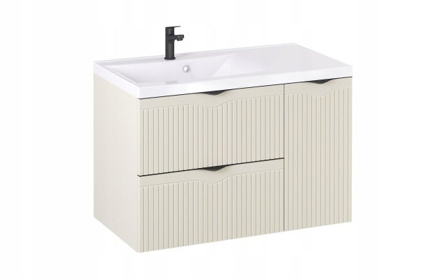 Szafka z Umywalką LOGHOS 90 cm Kaszmir Mat KOSZ CARGO Furni