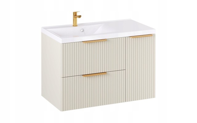 Szafka z Umywalką LOGHOS 90 cm Kaszmir Mat KOSZ CARGO Furni