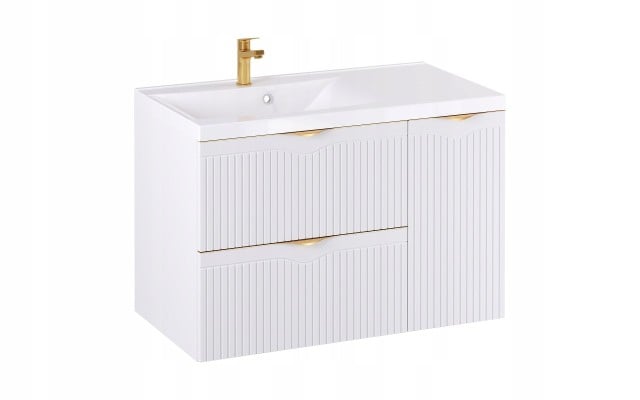 Szafka z Umywalką LOGHOS 90 cm Biały Mat KOSZ CARGO Furni Szafka z Umywalką LOGHOS 90 cm Biały Mat KOSZ CARGO Furni