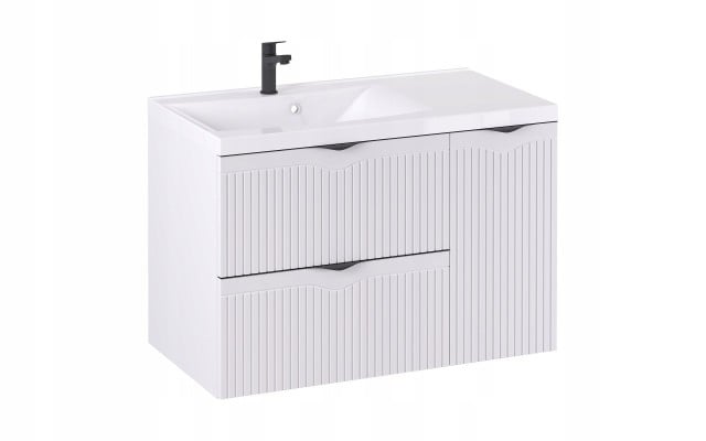 Szafka z Umywalką LOGHOS 90 cm Biały Mat KOSZ CARGO Furni Szafka z Umywalką LOGHOS 90 cm Biały Mat KOSZ CARGO Furni