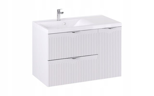 Szafka z Umywalką LOGHOS 90 cm Biały Mat KOSZ CARGO Furni Szafka z Umywalką LOGHOS 90 cm Biały Mat KOSZ CARGO Furni