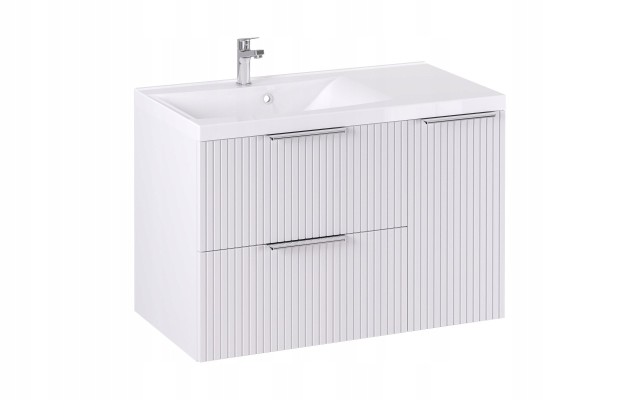 Szafka z Umywalką LOGHOS 90 cm Biały Mat KOSZ CARGO Furni