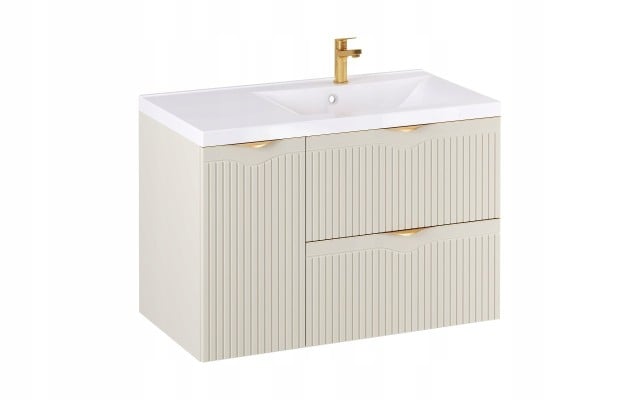 Szafka z Umywalką LOGHOS 90 cm Kaszmir Mat KOSZ CARGO Furni