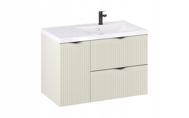 Szafka z Umywalką LOGHOS 90 cm Kaszmir Mat KOSZ CARGO Furni