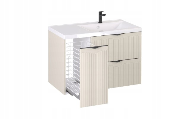 Szafka z Umywalką LOGHOS 90 cm Kaszmir Mat KOSZ CARGO Furni