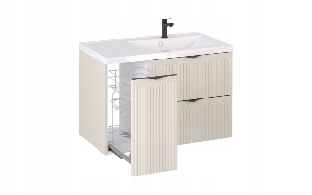 Szafka z Umywalką LOGHOS 90 cm Kaszmir Mat KOSZ CARGO Furni