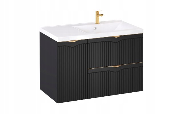 Szafka z Umywalką LOGHOS 90 cm Czarny Mat KOSZ CARGO Furni Szafka z Umywalką LOGHOS 90 cm Czarny Mat KOSZ CARGO Furni