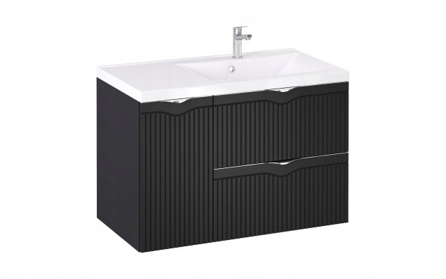 Szafka z Umywalką LOGHOS 90 cm Czarny Mat KOSZ CARGO Furni Szafka z Umywalką LOGHOS 90 cm Czarny Mat KOSZ CARGO Furni
