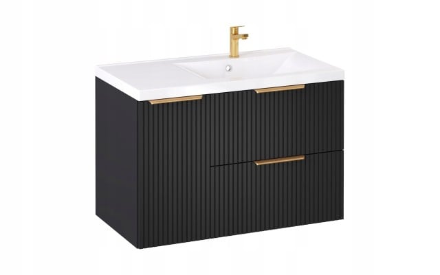 Szafka z Umywalką LOGHOS 90 cm Czarny Mat KOSZ CARGO Furni Szafka z Umywalką LOGHOS 90 cm Czarny Mat KOSZ CARGO Furni