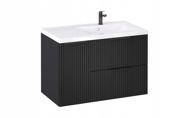 Szafka z Umywalką LOGHOS 90 cm Czarny Mat KOSZ CARGO Furni Szafka z Umywalką LOGHOS 90 cm Czarny Mat KOSZ CARGO Furni