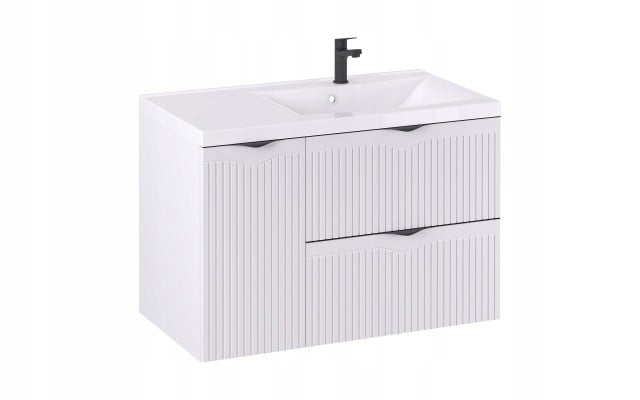 Szafka z Umywalką LOGHOS 90 cm Biały Mat KOSZ CARGO Furni