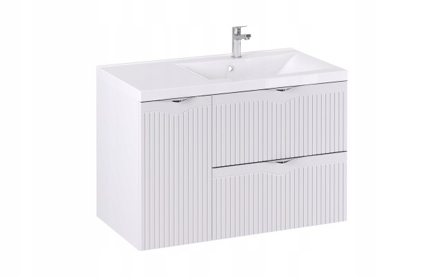 Szafka z Umywalką LOGHOS 90 cm Biały Mat KOSZ CARGO Furni Szafka z Umywalką LOGHOS 90 cm Biały Mat KOSZ CARGO Furni