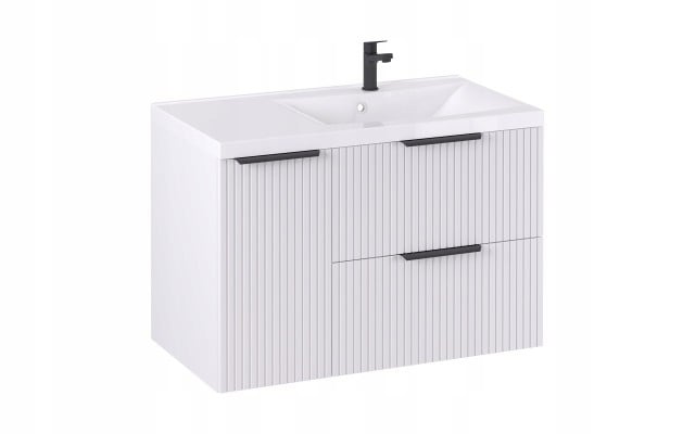 Szafka z Umywalką LOGHOS 90 cm Biały Mat KOSZ CARGO Furni
