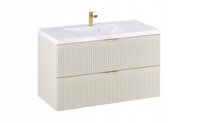 Szafka z Umywalką LOGHOS 100 cm Kaszmir Mat Ryflowana Furni Szafka z Umywalką LOGHOS 100 cm Kaszmir Mat Ryflowana Furni