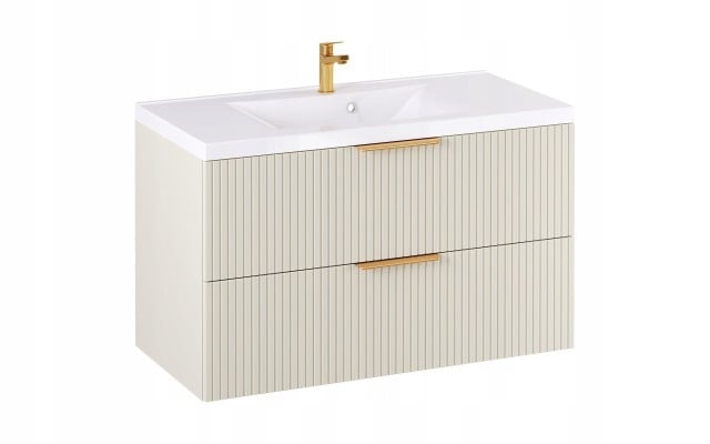 Szafka z Umywalką LOGHOS 100 cm Kaszmir Mat Ryflowana Furni Szafka z Umywalką LOGHOS 100 cm Kaszmir Mat Ryflowana Furni