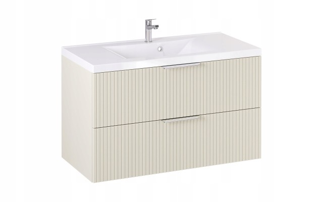 Szafka z Umywalką LOGHOS 100 cm Kaszmir Mat Ryflowana Furni Szafka z Umywalką LOGHOS 100 cm Kaszmir Mat Ryflowana Furni