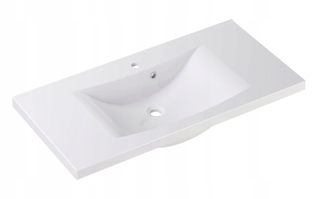 Szafka z Umywalką LOGHOS 100 cm Biały Mat Ryflowana Furni